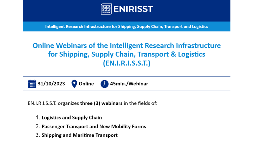 Online Webinar 1: EN.I.R.I.S.S.T. Services for Logistics and Supply Chain, 31/10/23